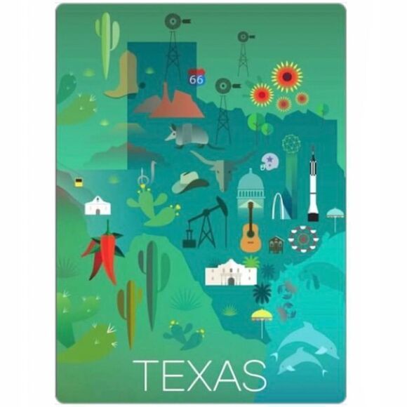 Colorful Texas Map Magnet - Picture 2 of 2